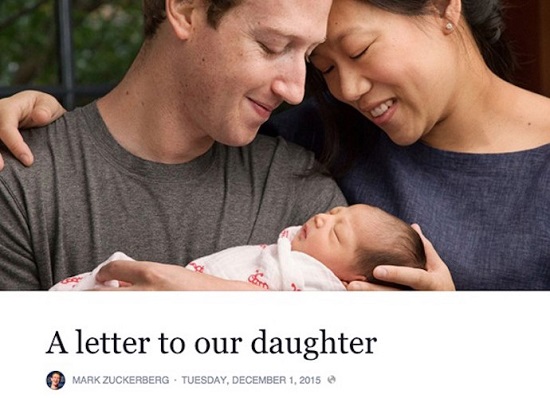 Mark Zuckerberg diventa papa di una femminuccia e annuncia di donare azioni Facebook