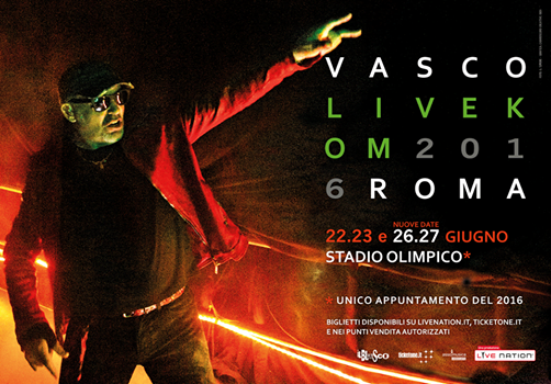 Vasco Rossi live Stadio Olimpico di Roma il 26 e 27 giugno 2016